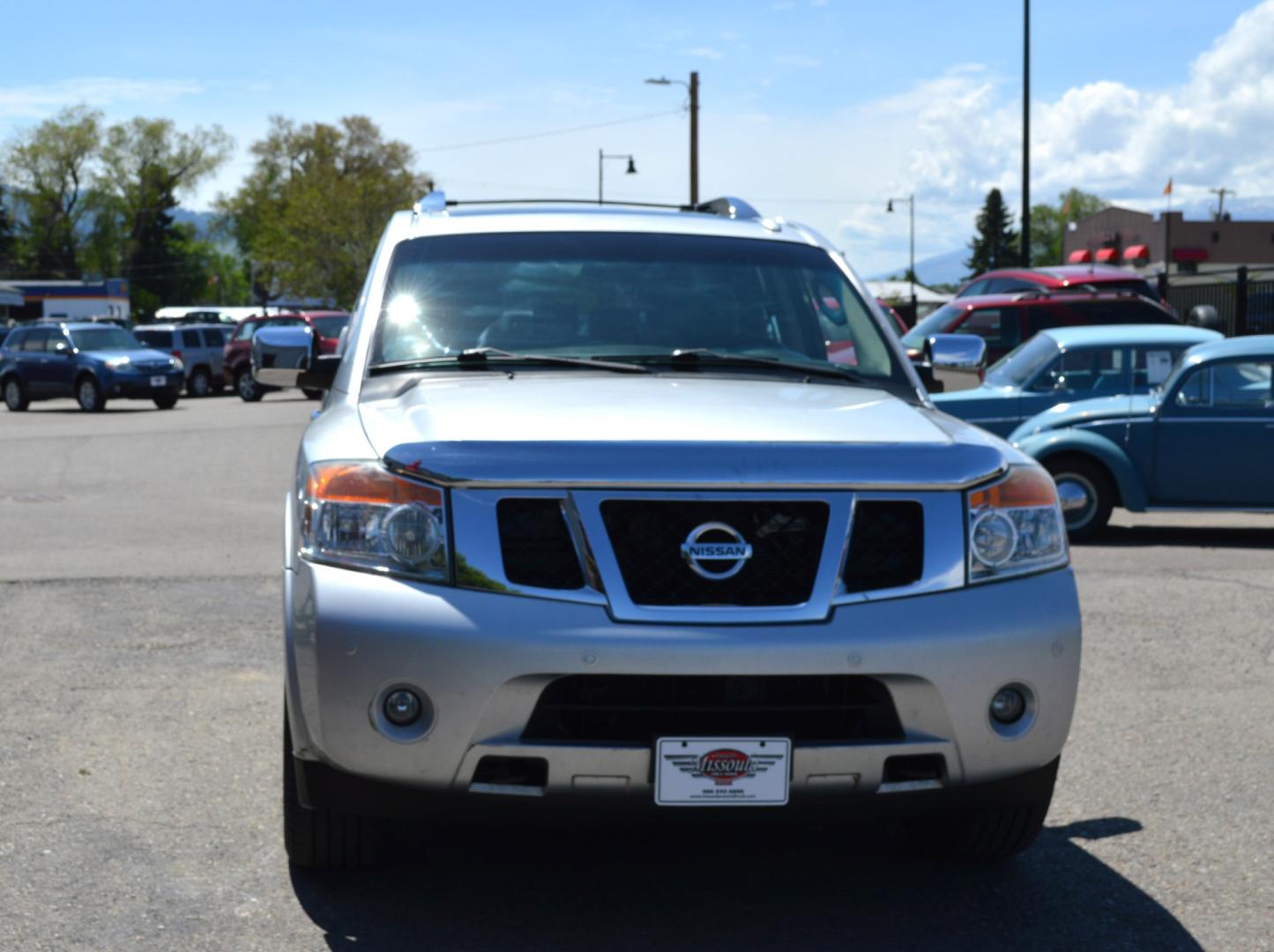 2011 Silver Nissan Armada SL 4WD (5N1AA0NC5BN) with an 5.6L V8 DOHC 32V engine, 5-Speed Automatic transmission, located at 450 N Russell, Missoula, MT, 59801, (406) 543-6600, 46.874496, -114.017433 - Really Nice SUV. 4 Wheel Drive. Power Sunroof. 3rd Row Seating. Rear Entertainment. Leather Heated Seats. Air. Cruise. Tilt. LOADED! - Photo#2