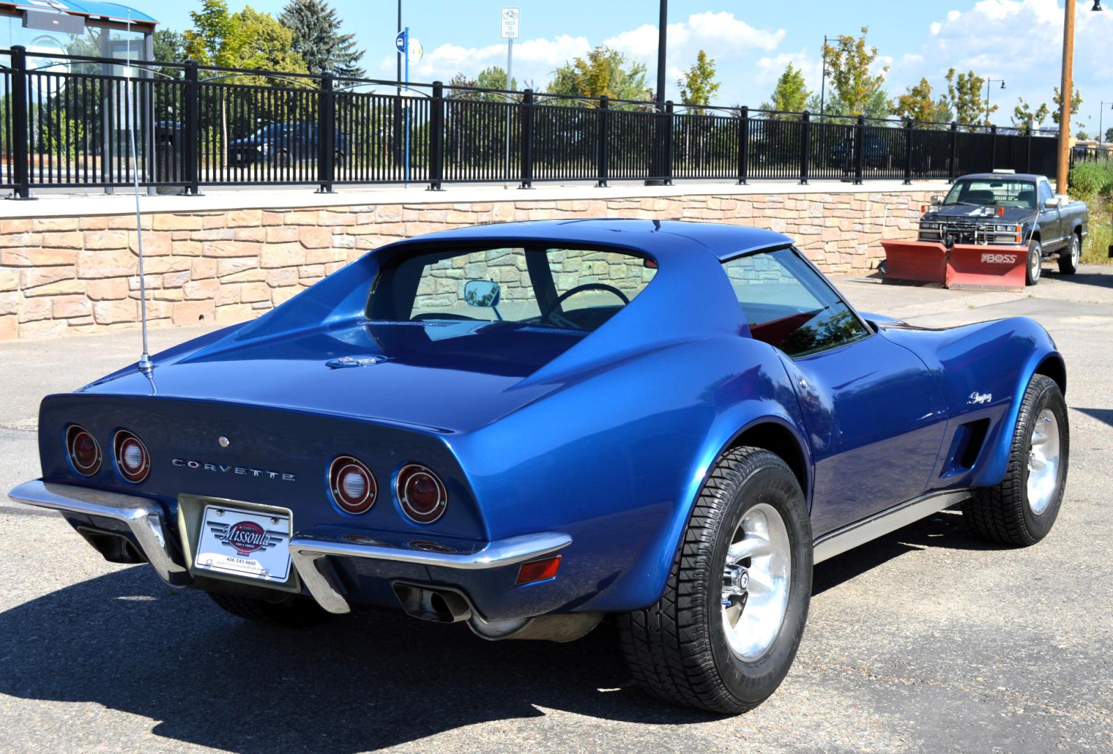 1973 Blue /Black Chevrolet Corvette Stingray (1Z37J3S4290) with an 350 engine, 4-Speed Manual transmission, located at 450 N Russell, Missoula, MT, 59801, (406) 543-6600, 46.874496, -114.017433 - Classy Looking Vette. Beautiful Blue. 4 Speed Manual Transmission. 350 Engine This vehicle is more then 20 years old and is not eligible for lending through our finance companies. - Photo#9