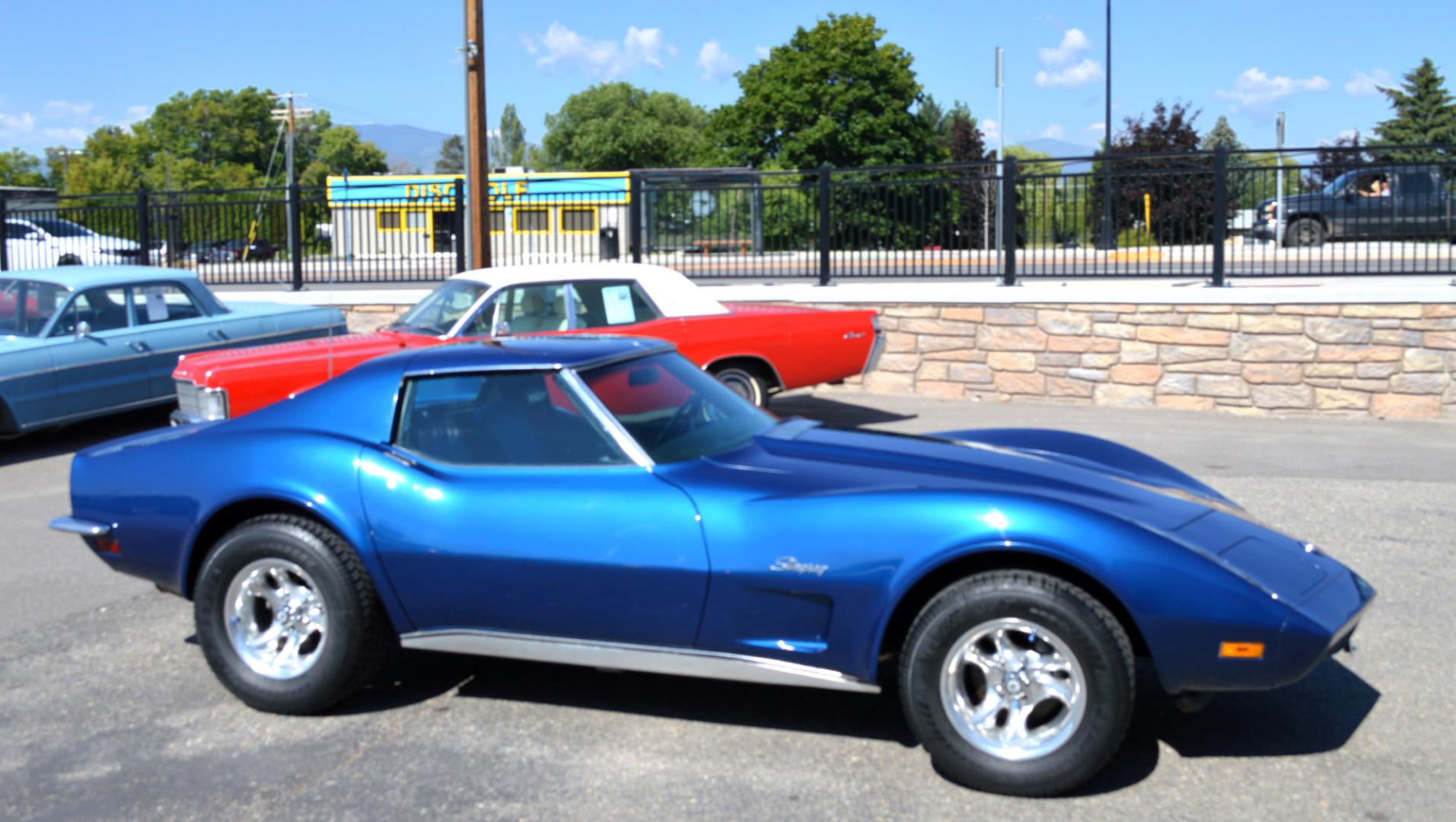 1973 Blue /Black Chevrolet Corvette Stingray (1Z37J3S4290) with an 350 engine, 4-Speed Manual transmission, located at 450 N Russell, Missoula, MT, 59801, (406) 543-6600, 46.874496, -114.017433 - Classy Looking Vette. Beautiful Blue. 4 Speed Manual Transmission. 350 Engine This vehicle is more then 20 years old and is not eligible for lending through our finance companies. - Photo#1