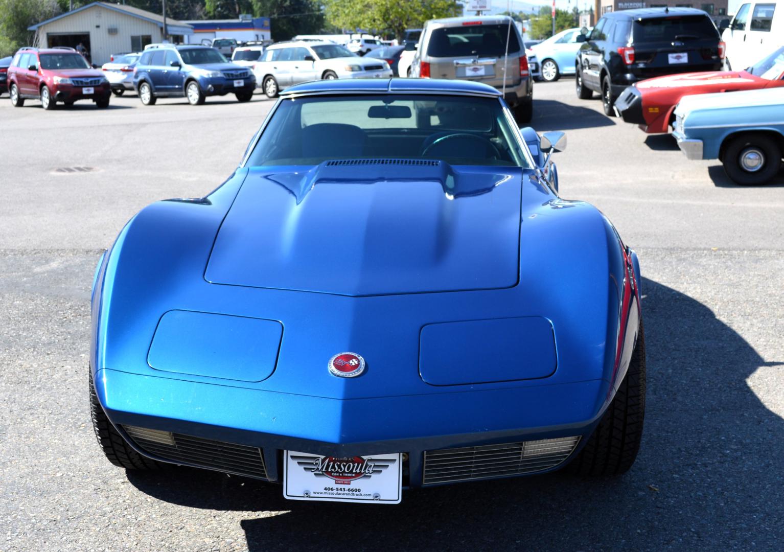 1973 Blue /Black Chevrolet Corvette Stingray (1Z37J3S4290) with an 350 engine, 4-Speed Manual transmission, located at 450 N Russell, Missoula, MT, 59801, (406) 543-6600, 46.874496, -114.017433 - Classy Looking Vette. Beautiful Blue. 4 Speed Manual Transmission. 350 Engine This vehicle is more then 20 years old and is not eligible for lending through our finance companies. - Photo#3