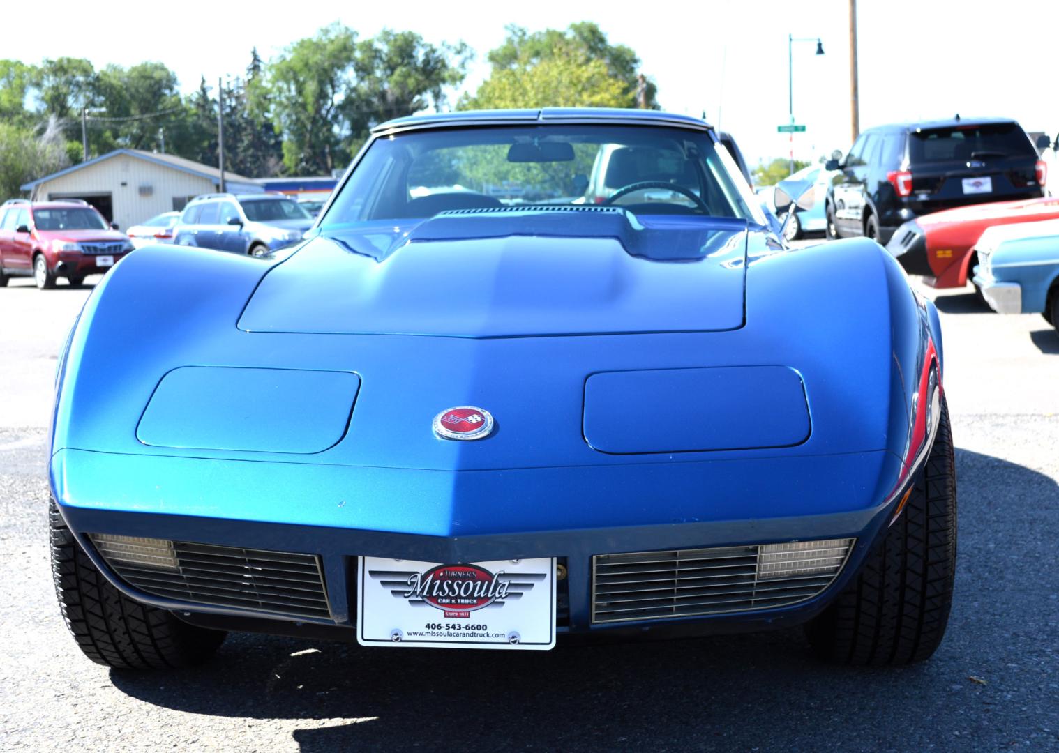 1973 Blue /Black Chevrolet Corvette Stingray (1Z37J3S4290) with an 350 engine, 4-Speed Manual transmission, located at 450 N Russell, Missoula, MT, 59801, (406) 543-6600, 46.874496, -114.017433 - Classy Looking Vette. Beautiful Blue. 4 Speed Manual Transmission. 350 Engine This vehicle is more then 20 years old and is not eligible for lending through our finance companies. - Photo#4