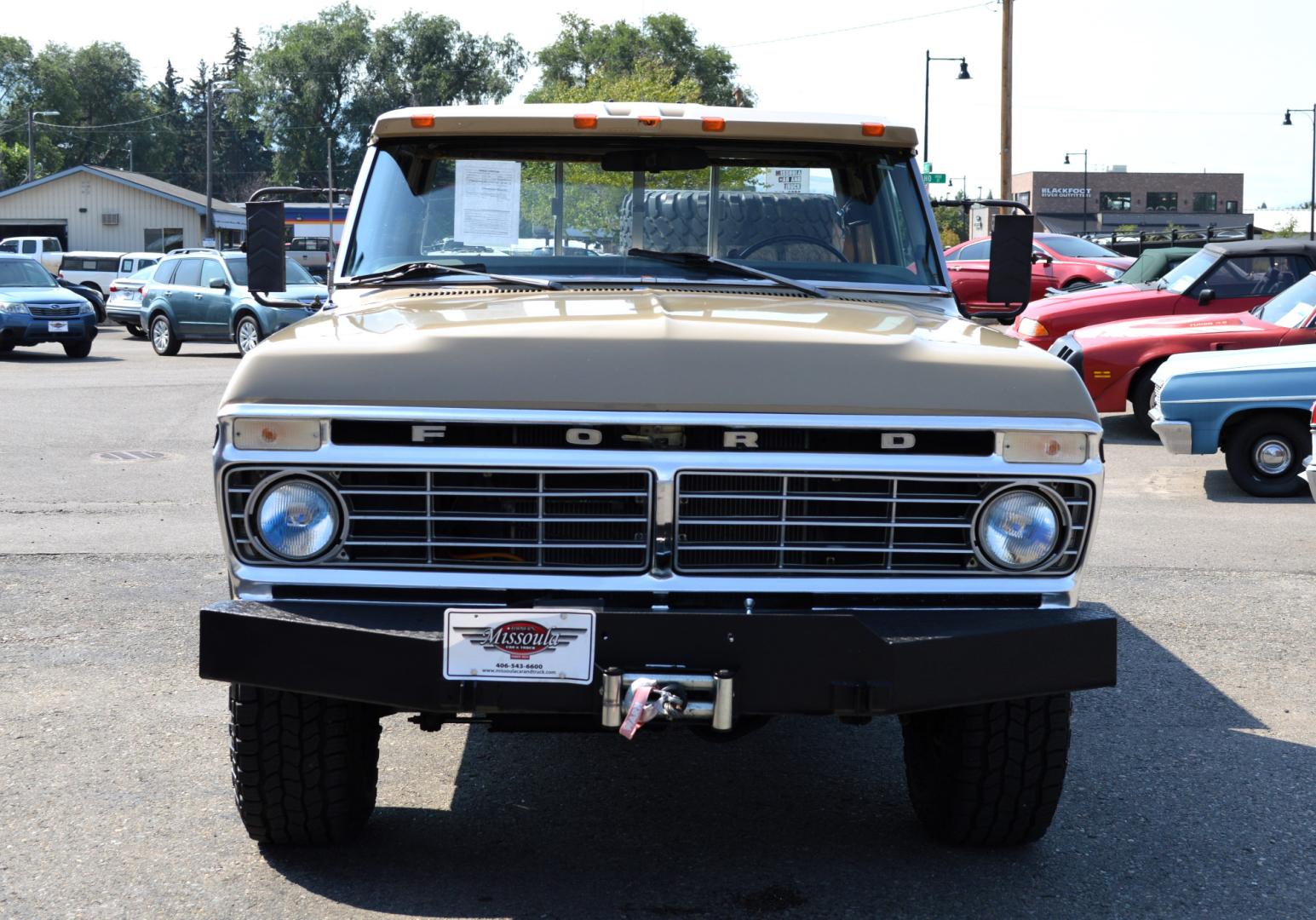 1975 Tan Ford F-100 F100 Ranger XLT (F11YRW21236) with an 390 engine, Automatic transmission, located at 450 N Russell, Missoula, MT, 59801, (406) 543-6600, 46.874496, -114.017433 - Such a Nice Truck. 13,000 Lb Winch. Utility Box. External Fuel Tank. Custom Headliner. AM FM CD Player. 460 Engine. Automatic Transmission. Warn Hubs. - Photo#2