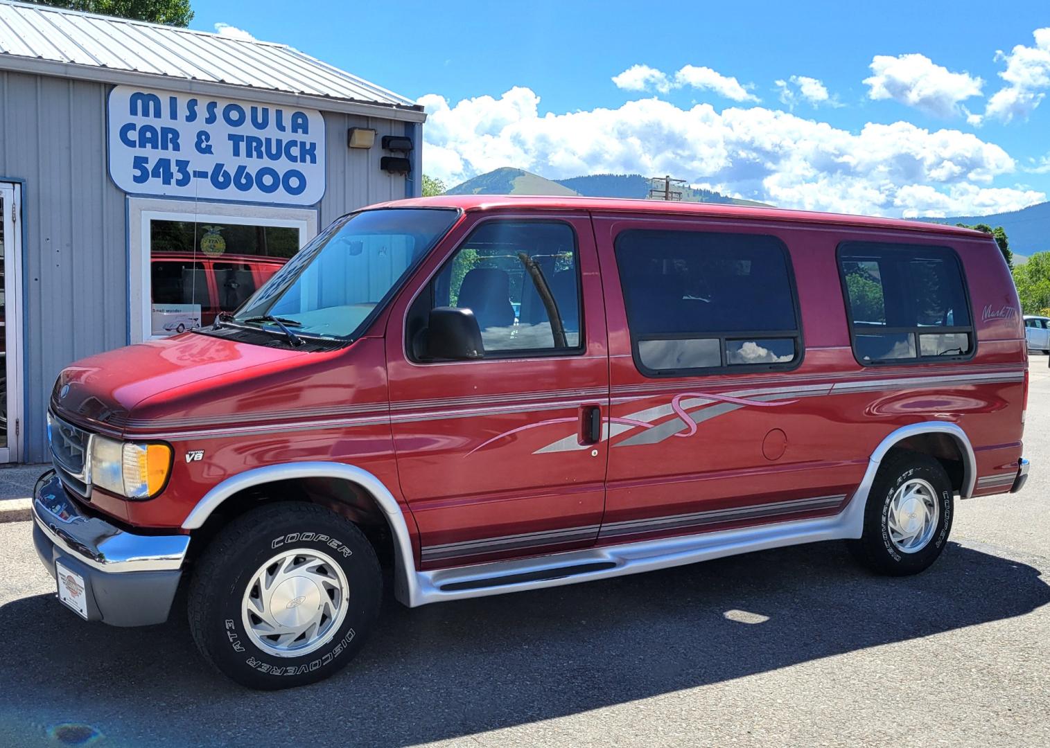 1997 Red /Tan Ford Econoline Mark III LE (1FDEE14L0VH) with an 5.4L V8 engine, Automatic transmission, located at 450 N Russell, Missoula, MT, 59801, (406) 543-6600, 46.874496, -114.017433 - Local Consignment. Very Clean. 5.4L V8 Engine. Automatic Transmission. Rear Wheel Drive. Air. Cruise. Tilt. AM FM Cassette with Cd Changer. Because of the age of this vehicle, financing is NOT available. - Photo#0