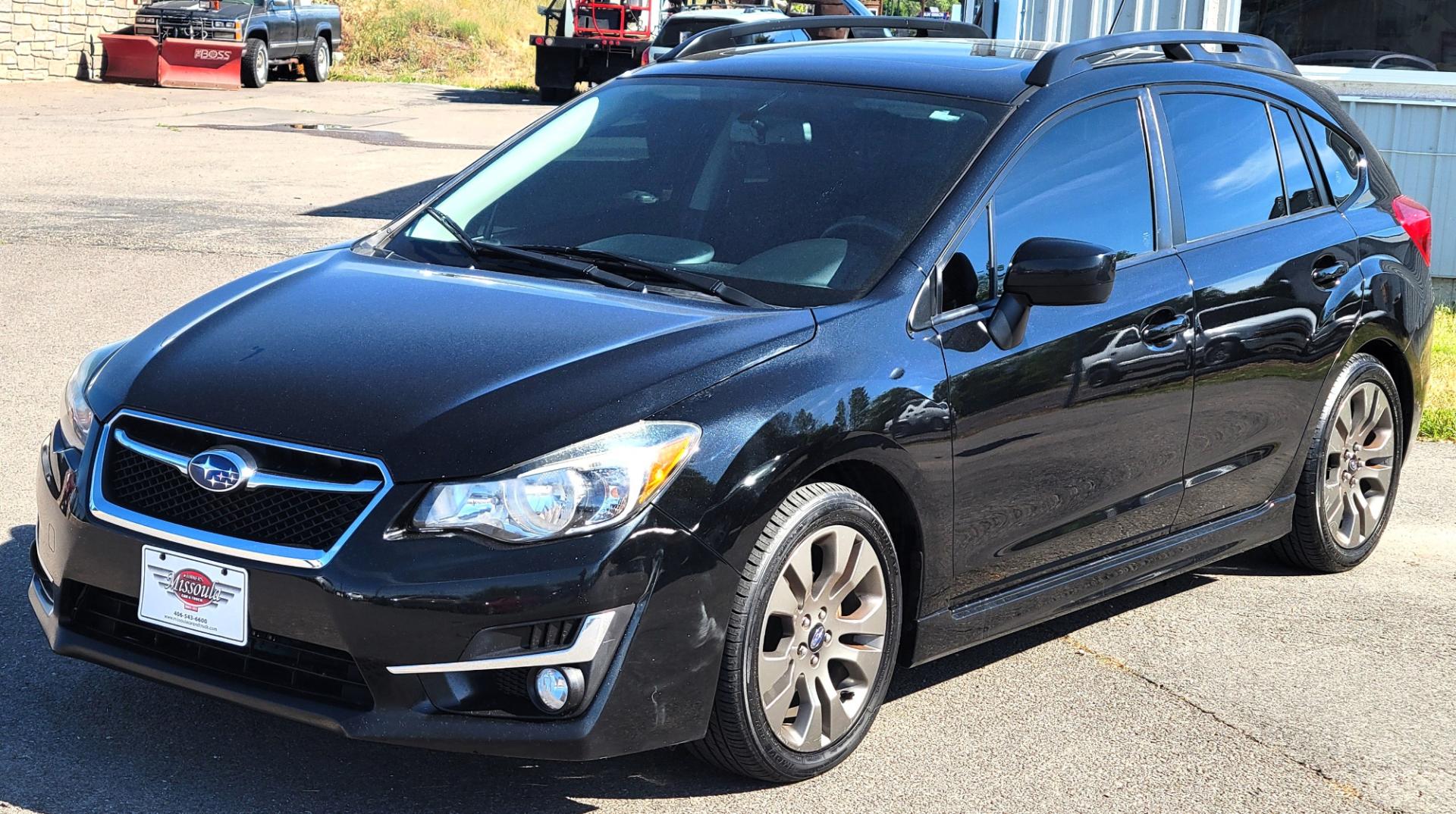 2015 Black /Black Subaru Impreza Sport Premium (JF1GPAU63F8) with an 2.0L engine, Automatic / CVT transmission, located at 450 N Russell, Missoula, MT, 59801, (406) 543-6600, 46.874496, -114.017433 - Only 78K Miles. 2.0L H4 Engine. CVT Automatic Transmission. All Wheel Drive. Backup Camera. Power Sunroof. Heated Seats. Power Windows and Locks. Air Cruise Tilt. Bluetooth. Has a dent in Passenger Door. - Photo#1