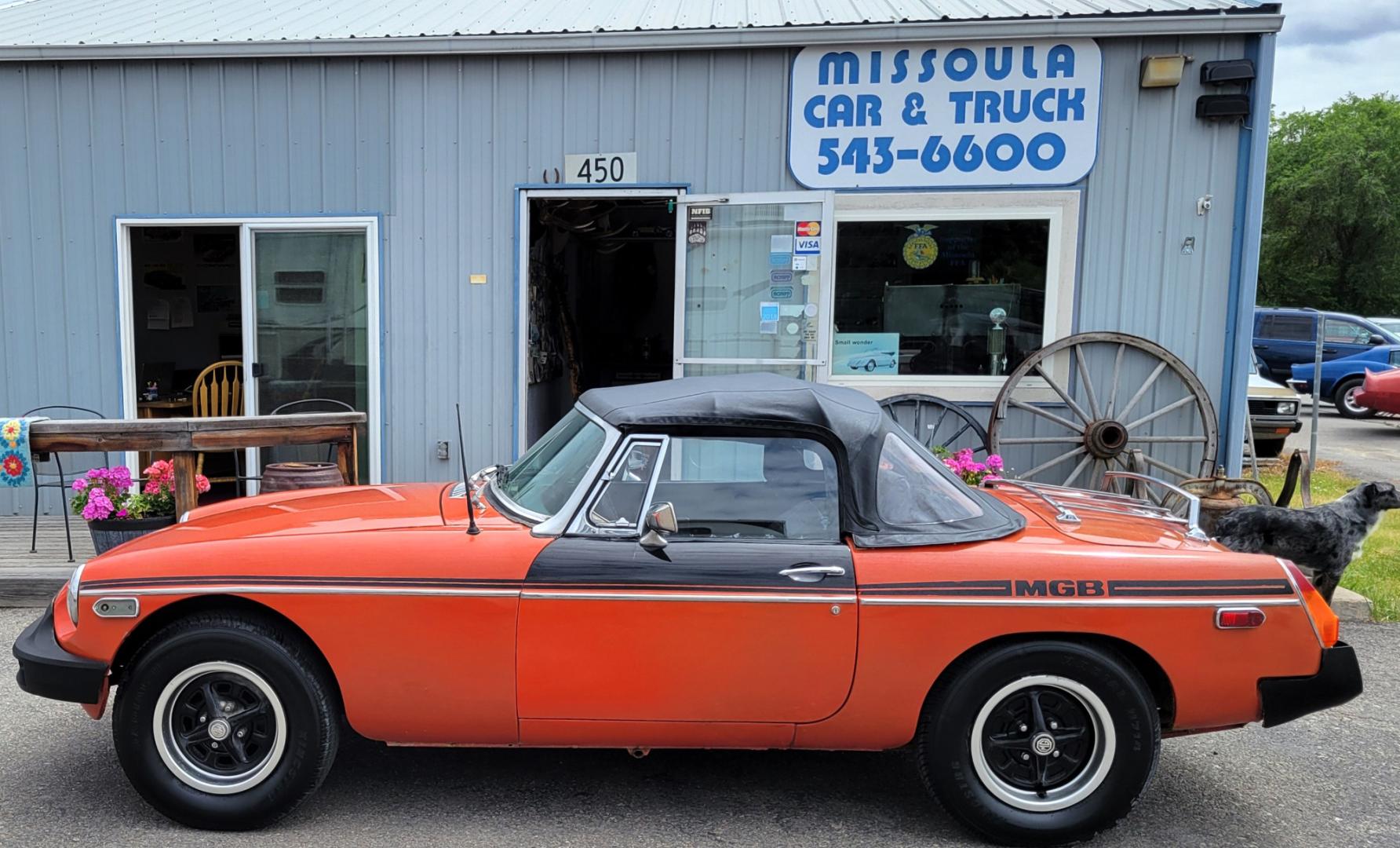 1979 Orange /Black MG Midget (FLA9L489955) with an 1.5L I4 engine, 4 Speed Manual transmission, located at 450 N Russell, Missoula, MT, 59801, (406) 543-6600, 46.874496, -114.017433 - Cute little Convertible. Runs well. 4 Speed manual Transmission. Body is very straight. Because of age. Financing is NOT Available. - Photo#0