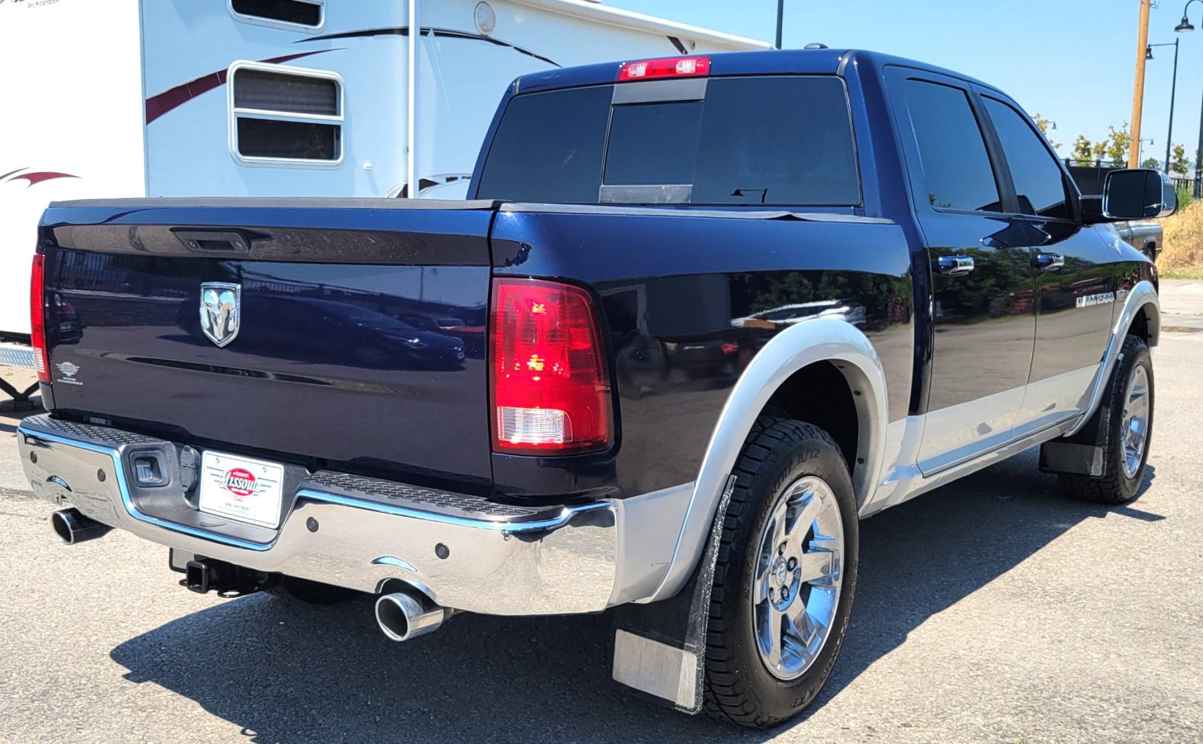 2012 Blue /Black Dodge Ram 1500 Laramie (1C6RD7NT8CS) with an 5.7 V8 Hem i engine, 6 Speed Auto transmission, located at 450 N Russell, Missoula, MT, 59801, (406) 543-6600, 46.874496, -114.017433 - Nice 4WD Hemi. 6 Speed Automatic Transmission. Power leather Seats. Heated and Cooled Front Seats. Heated Rear Seats. Heated Steering Wheel. Navigation. AM FM XM. Dual Climate Control Front. Power Windows and Locks. 26 Gallon Tank. 2 Key Fobs with Remote Start. - Photo#3