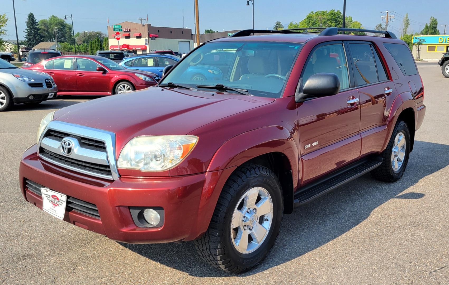 2008 Red /Tan Toyota 4Runner SR5 (JTEBU14RX8K) with an 4.0L V6 engine, 5 Speed Auto transmission, located at 450 N Russell, Missoula, MT, 59801, (406) 543-6600, 46.874496, -114.017433 - Hard to Find SUV. 4.0L V6 Engine. 5 Speed Automatic Transmission. 4 Wheel drive. Power Sunroof. Power Windows and Locks. Air Cruise Tilt. - Photo#2