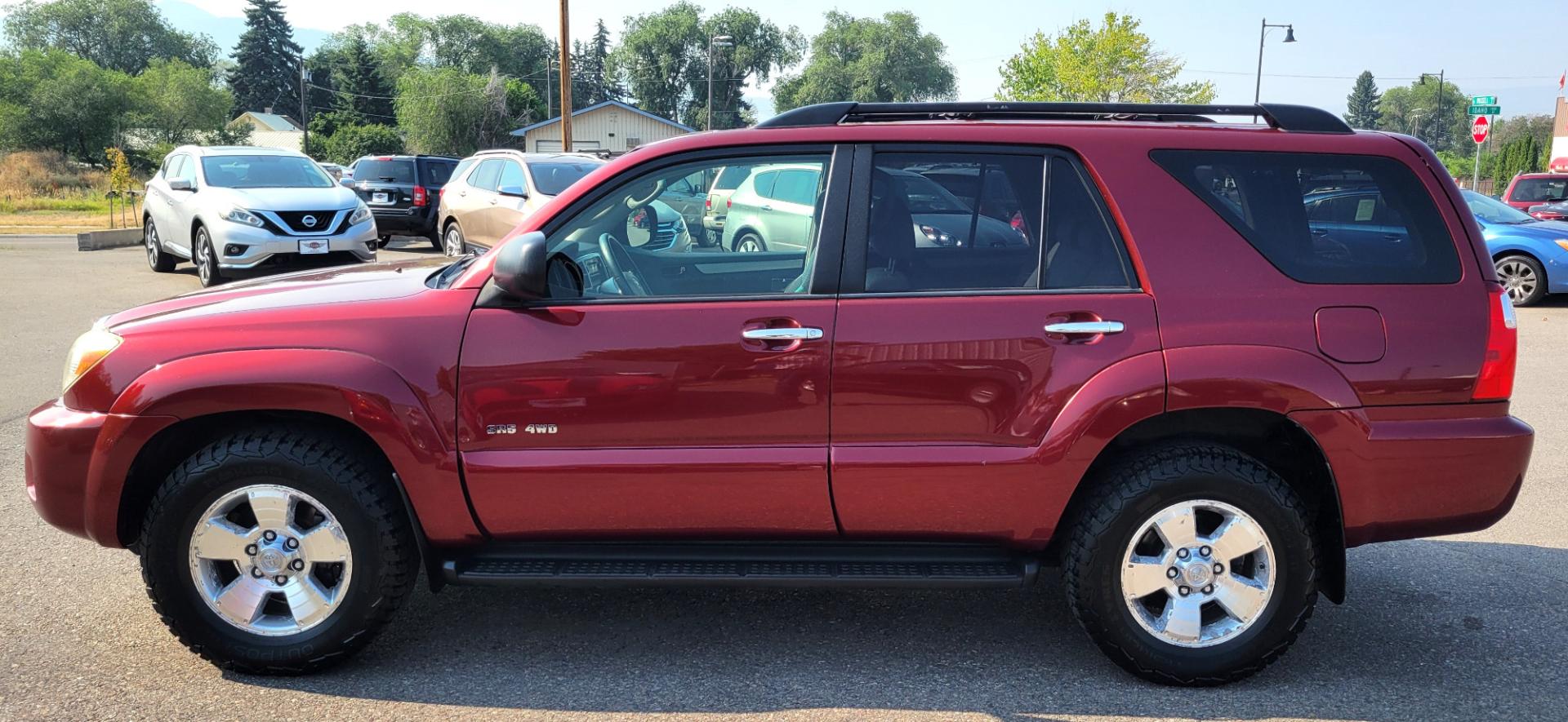 2008 Red /Tan Toyota 4Runner SR5 (JTEBU14RX8K) with an 4.0L V6 engine, 5 Speed Auto transmission, located at 450 N Russell, Missoula, MT, 59801, (406) 543-6600, 46.874496, -114.017433 - Hard to Find SUV. 4.0L V6 Engine. 5 Speed Automatic Transmission. 4 Wheel drive. Power Sunroof. Power Windows and Locks. Air Cruise Tilt. - Photo#1