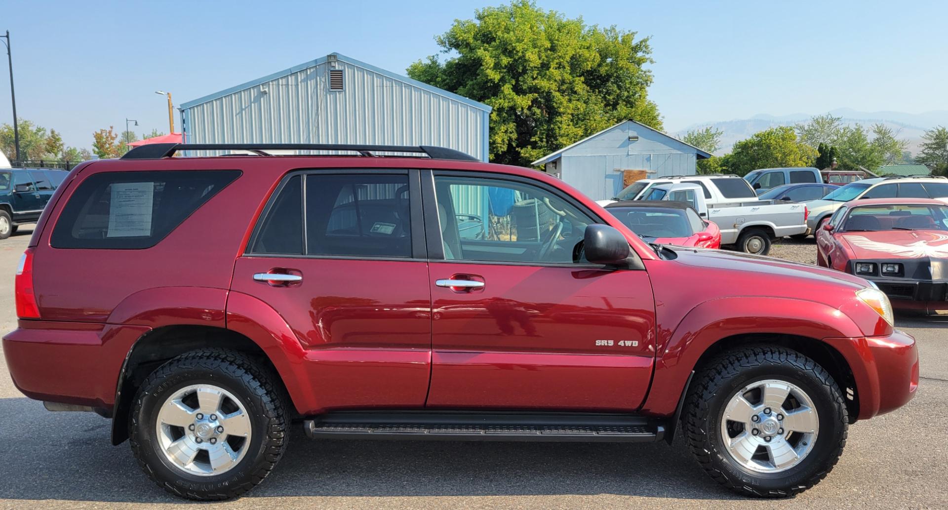 2008 Red /Tan Toyota 4Runner SR5 (JTEBU14RX8K) with an 4.0L V6 engine, 5 Speed Auto transmission, located at 450 N Russell, Missoula, MT, 59801, (406) 543-6600, 46.874496, -114.017433 - Hard to Find SUV. 4.0L V6 Engine. 5 Speed Automatic Transmission. 4 Wheel drive. Power Sunroof. Power Windows and Locks. Air Cruise Tilt. - Photo#0