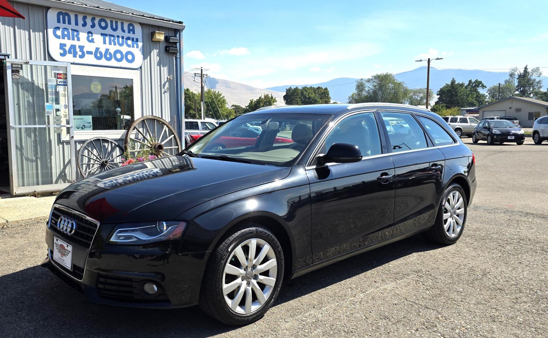 2009 Black /Black Audi A4 Avant 2.0 T quattro Premium Package (WAUGF78K59A) with an 2.0L L4 DOHC 16V TURBO engine, 6-Speed Manual transmission, located at 450 N Russell, Missoula, MT, 59801, (406) 543-6600, 46.874496, -114.017433 - Beautiful Audi Wago . 2.0L I4. Automatic Transmission. AWD. Power Sunroof. Air. Cruise. Tilt. Leather Heated Seats. Power Windows and Locks. AM FM Sat Cd Player, - Photo#1