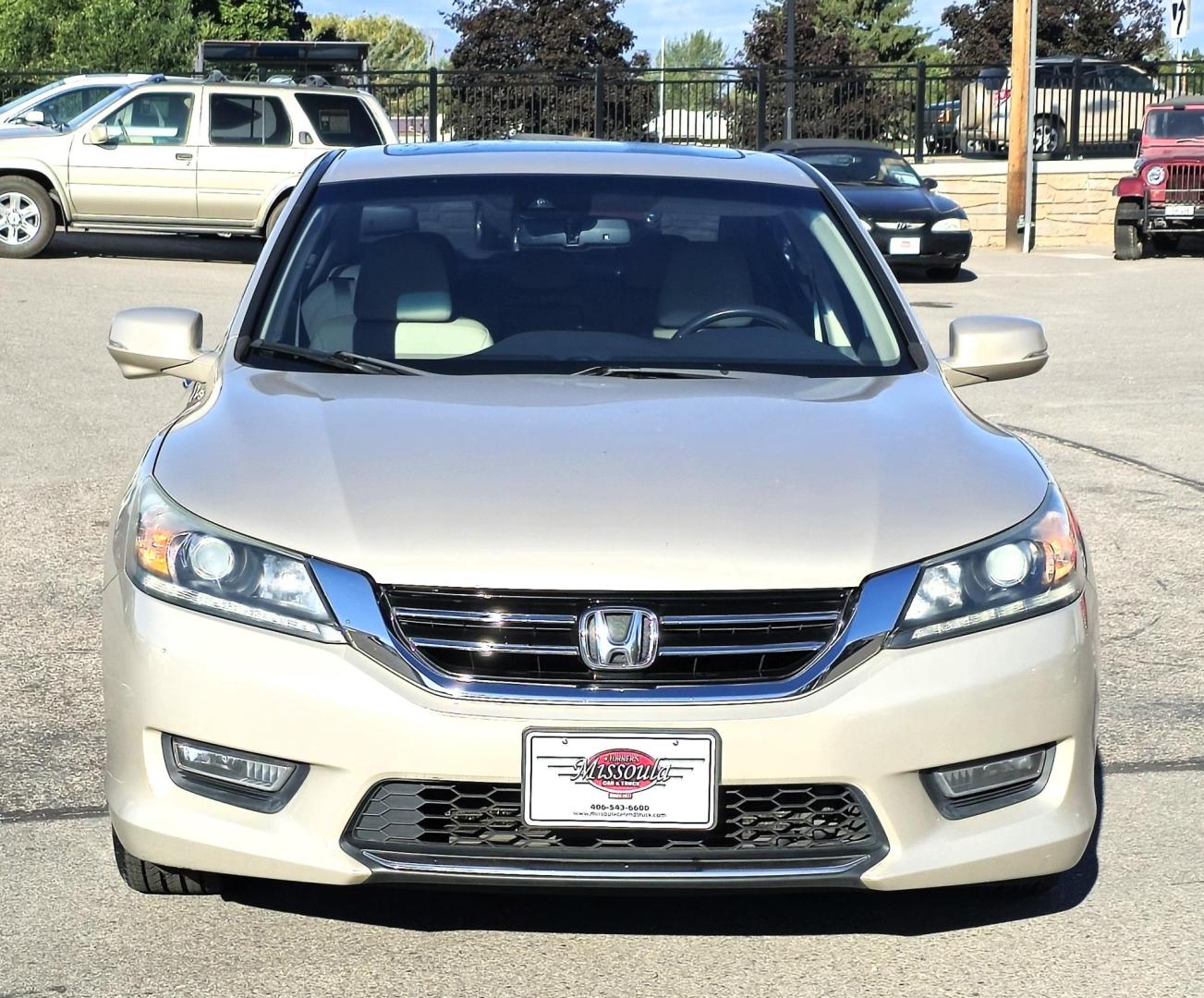 2013 Gold /Tan Honda Accord EX-L V6 Sedan AT (1HGCR3F81DA) with an 3.5L V6 SOHC 24V engine, 6-Speed Automatic transmission, located at 450 N Russell, Missoula, MT, 59801, (406) 543-6600, 46.874496, -114.017433 - Photo#1