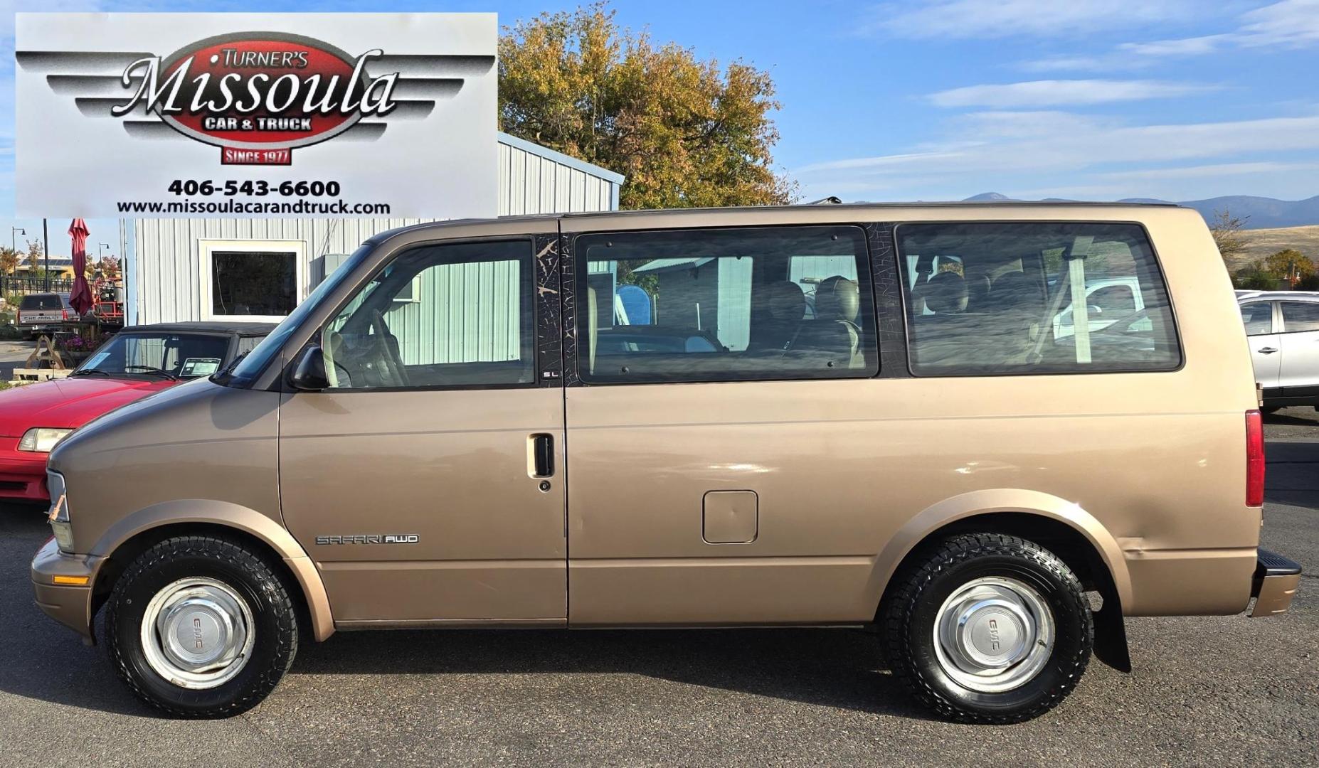 1999 Gold /Tan GMC Safari Passenger Van AWD (1GKEL19WXXB) with an 4.3L V6 OHV 12V engine, 4-Speed Automatic Overdrive transmission, located at 450 N Russell, Missoula, MT, 59801, (406) 543-6600, 46.874496, -114.017433 - Hard to Find AWD Safari / Astro Van. Great Miles. Only 119K Miles. 4.3L V6 Engine. Automatic Transmission. 3rd Row Seating. Front and Real Air. AM FM Cassette, Runs Amazing. New Tires! Financing is not available on this vehicle. - Photo#0