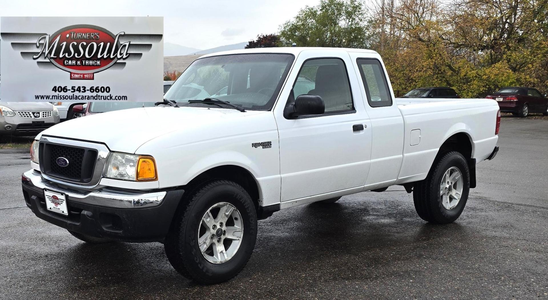 2004 White /Black Ford Ranger XLT SuperCab 2-Door 4WD (1FTYR15E64P) with an 4.0L V6 SOHC 12V engine, Automatic transmission, located at 450 N Russell, Missoula, MT, 59801, (406) 543-6600, 46.874496, -114.017433 - Low Mile 4WD Ranger. 4.0L V6 Engine. Automatic Transmission. Air conditioning. AM FM CD Player. 2 Owner. Clean Title and Carfax. Because of the age, financing is not available on this vehicle. - Photo#0