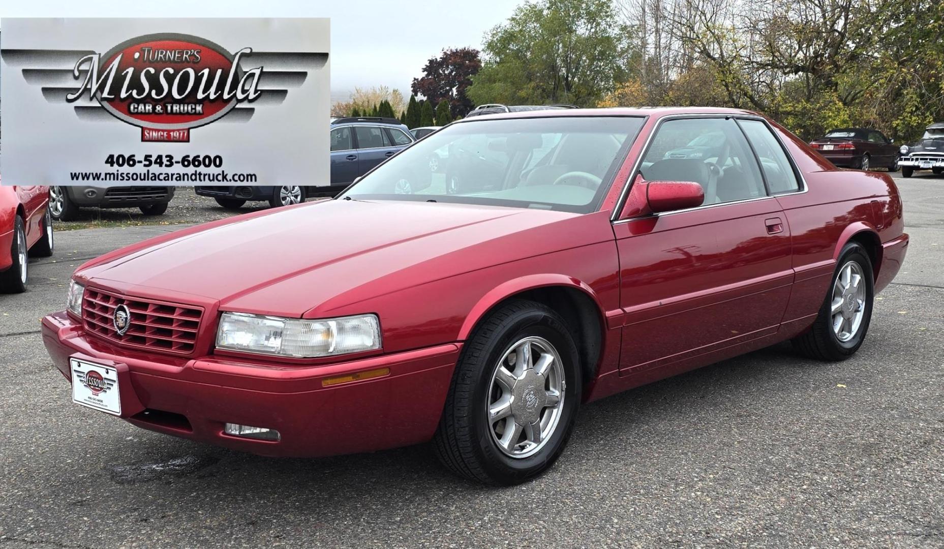 1999 Red /Black Cadillac Eldorado Touring Coupe (1G6ET129XXU) with an 4.6L V8 DOHC 32V engine, 4-Speed Automatic Overdrive transmission, located at 450 N Russell, Missoula, MT, 59801, (406) 543-6600, 46.874496, -114.017433 - Super Clean FWD Eldorado. Only 93K Miles. Excellent Condition. 4.6L V8 Engine. Automatic. Lather Heated Power Seats, Power Sunroof. Power Windows and Locks. AM FM CD. Air. Cruise. Tilt. Because of the age, this vehicle, financing is NOT available. - Photo#0