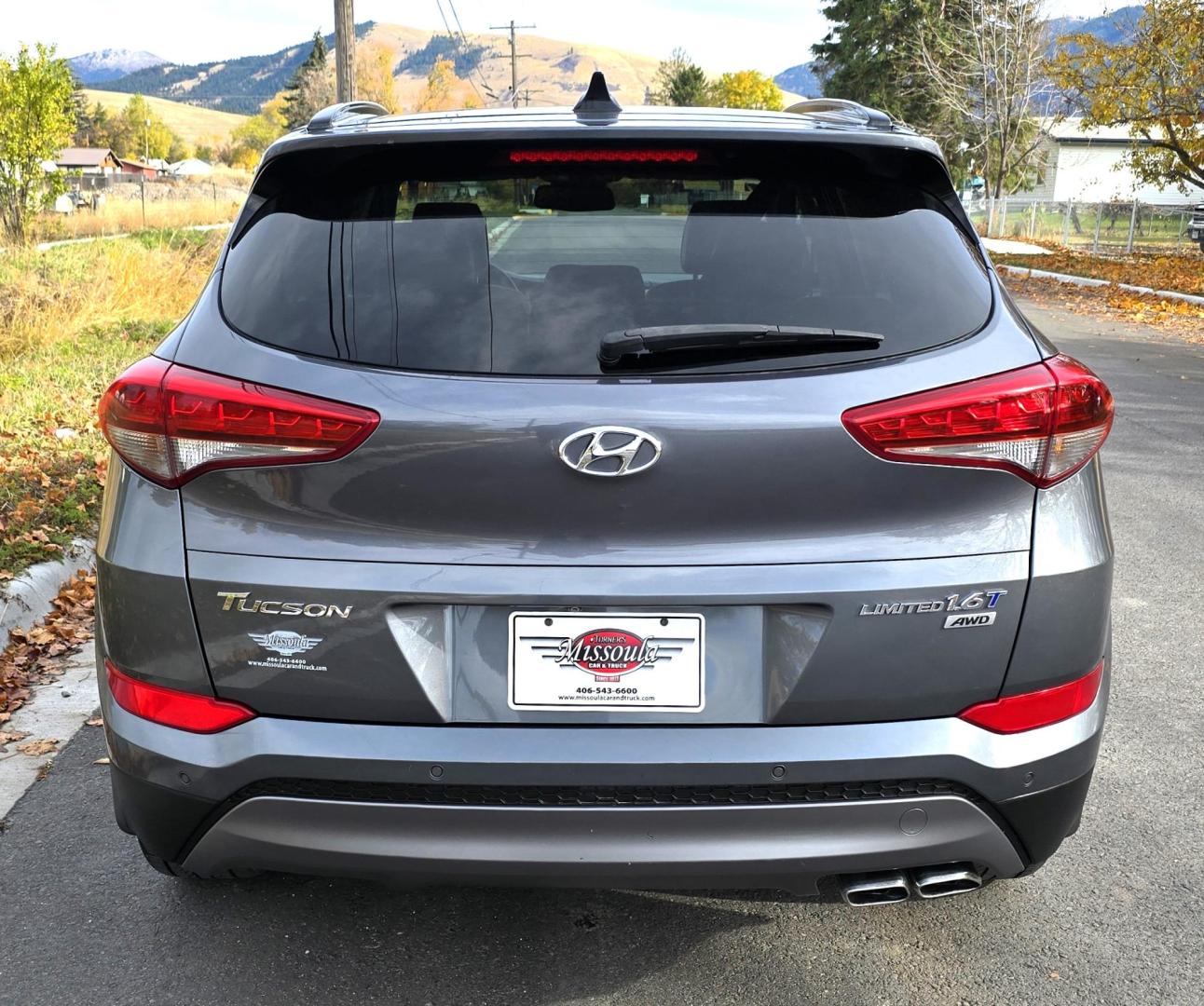 2016 Grey /Black Hyundai Tucson Eco AWD (KM8J3CA22GU) with an 1.6L L4 DOHC 16V engine, 7A transmission, located at 450 N Russell, Missoula, MT, 59801, (406) 543-6600, 46.874496, -114.017433 - Nice Low Mile (56K) AWD SUV. 1.6L I4 Engine. Huge Sunroof. Leather Interior. Power Front Seats. Heated Front and Rear Seats. Seats. Air. Cruise. Tilt. AM FM XM. Bluetooth Audio and Phone Connection. Nice Wheels and Tires. Lane Departure Warning. Automatic Emergency Braking. Parking Sensors. Power Re - Photo#4