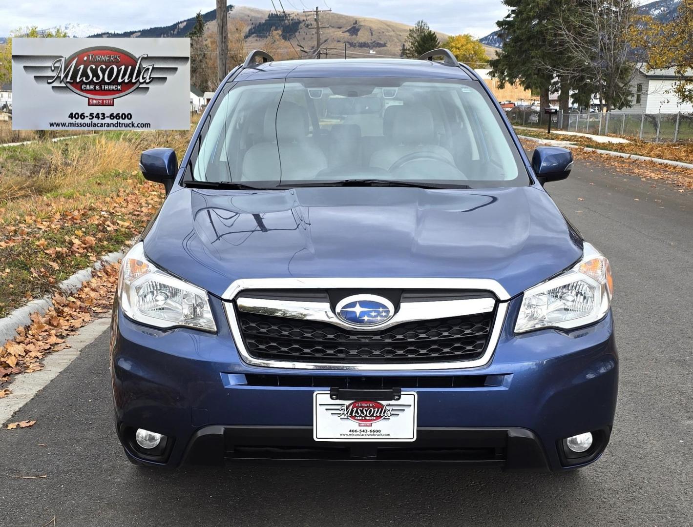 2014 Blue /White Subaru Forester 2.5i Touring (JF2SJAPC6EH) with an 2.5L H4 SOHC 16V engine, 6-Speed Automatic transmission, located at 450 N Russell, Missoula, MT, 59801, (406) 543-6600, 46.874496, -114.017433 - Super Clean One Owner AWD Forester. 2.5 H4 Engine. Automatic Transmission. Air. Cruise. Tilt. Power Sunroof. Navigation. Backup Camera. Bluetooth Audio and Phone. Heated Seats. Clean Title and Carfax. - Photo#2