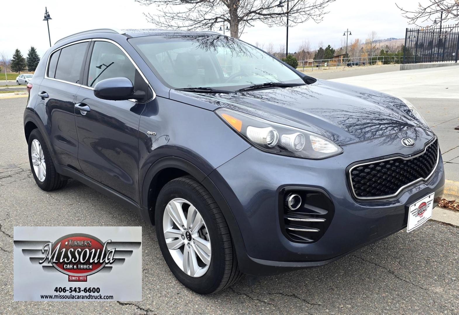 2017 Blue /White Kia Sportage LX AWD (KNDPMCACXH7) with an 2.4L V6 DOHC 24V engine, 6A transmission, located at 450 N Russell, Missoula, MT, 59801, (406) 543-6600, 46.874496, -114.017433 - Photo#2