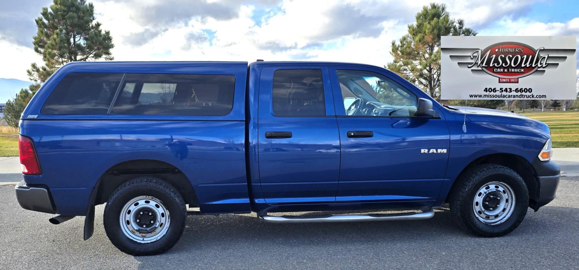 2010 Blue /Black Dodge Ram 1500 Laramie Quad Cab 4WD (1D7RV1GP2AS) with an 4.7L V8 SOHC 16V FFV engine, 5-Speed Automatic transmission, located at 450 N Russell, Missoula, MT, 59801, (406) 543-6600, 46.874496, -114.017433 - Photo#0