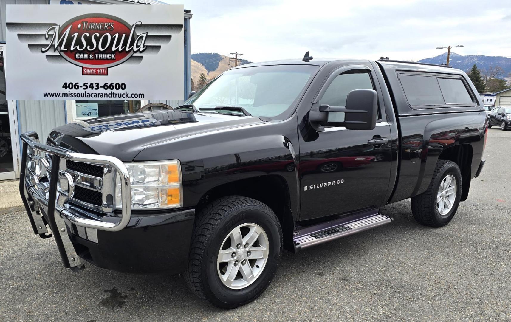 2007 Black /Black Chevrolet Silverado 1500 LT1 2WD (1GCEC14C67Z) with an 4.8L V8 OHV 16V engine, 4-Speed Automatic Overdrive transmission, located at 450 N Russell, Missoula, MT, 59801, (406) 543-6600, 46.874496, -114.017433 - Photo#2