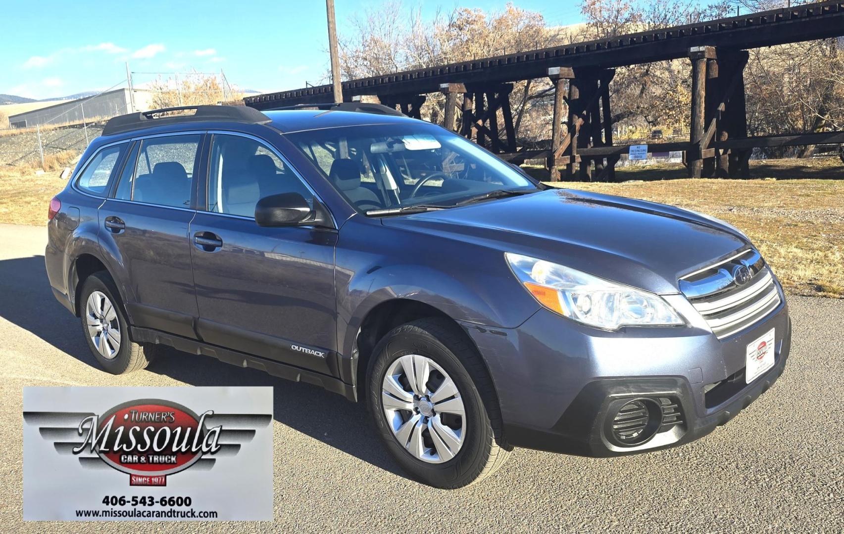 2013 Blue /Black Subaru Outback 2.5i (4S4BRBAC2D1) with an 2.5L H4 DOHC 16V engine, 6 Speed Manual transmission, located at 450 N Russell, Missoula, MT, 59801, (406) 543-6600, 46.874496, -114.017433 - One Owner Outback. Good Miles. 2.5L H4 Engine. Hard to Find 6 Speed Manual Transmission. Air Cruise Tilt. Bluetooth Audio and Phone. Power Windows and Locks. Drives and Shifts Great! - Photo#1