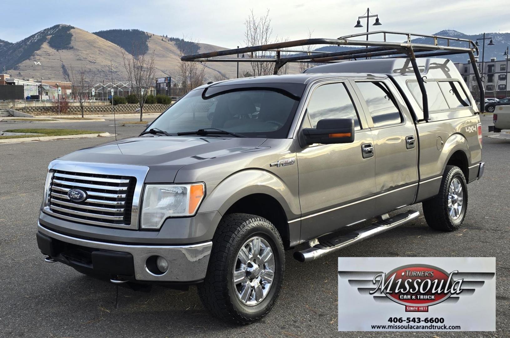 2010 Grey /Gray Ford F-150 XLT SuperCrew 5.5-ft. Bed 4WD (1FTFW1EV4AF) with an 5.4L V8 SOHC 24V FFV engine, 4-Speed Automatic transmission, located at 450 N Russell, Missoula, MT, 59801, (406) 543-6600, 46.874496, -114.017433 - Great Running F150 XLT 4WD. 5.4L V8. 6 Speed Automatic Transmission. 2 Owner with Clean Carfax. Power Drivers Seat. Air. Cruise. Tilt. Adjustable Pedals. Power Windows and Locks. AM FM XM CD. Bluetooth Audio and Phone. Running Boards. Topper and Timber Rack. - Photo#5