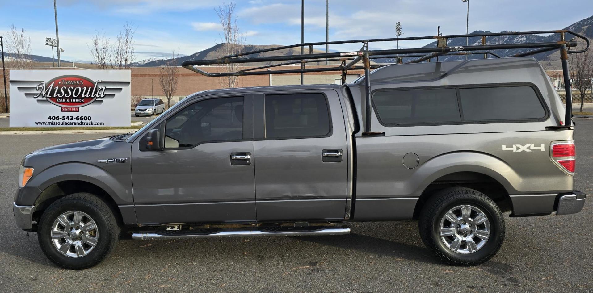 2010 Grey /Gray Ford F-150 XLT SuperCrew 5.5-ft. Bed 4WD (1FTFW1EV4AF) with an 5.4L V8 SOHC 24V FFV engine, 4-Speed Automatic transmission, located at 450 N Russell, Missoula, MT, 59801, (406) 543-6600, 46.874496, -114.017433 - Great Running F150 XLT 4WD. 5.4L V8. 6 Speed Automatic Transmission. 2 Owner with Clean Carfax. Power Drivers Seat. Air. Cruise. Tilt. Adjustable Pedals. Power Windows and Locks. AM FM XM CD. Bluetooth Audio and Phone. Running Boards. Topper and Timber Rack. - Photo#6