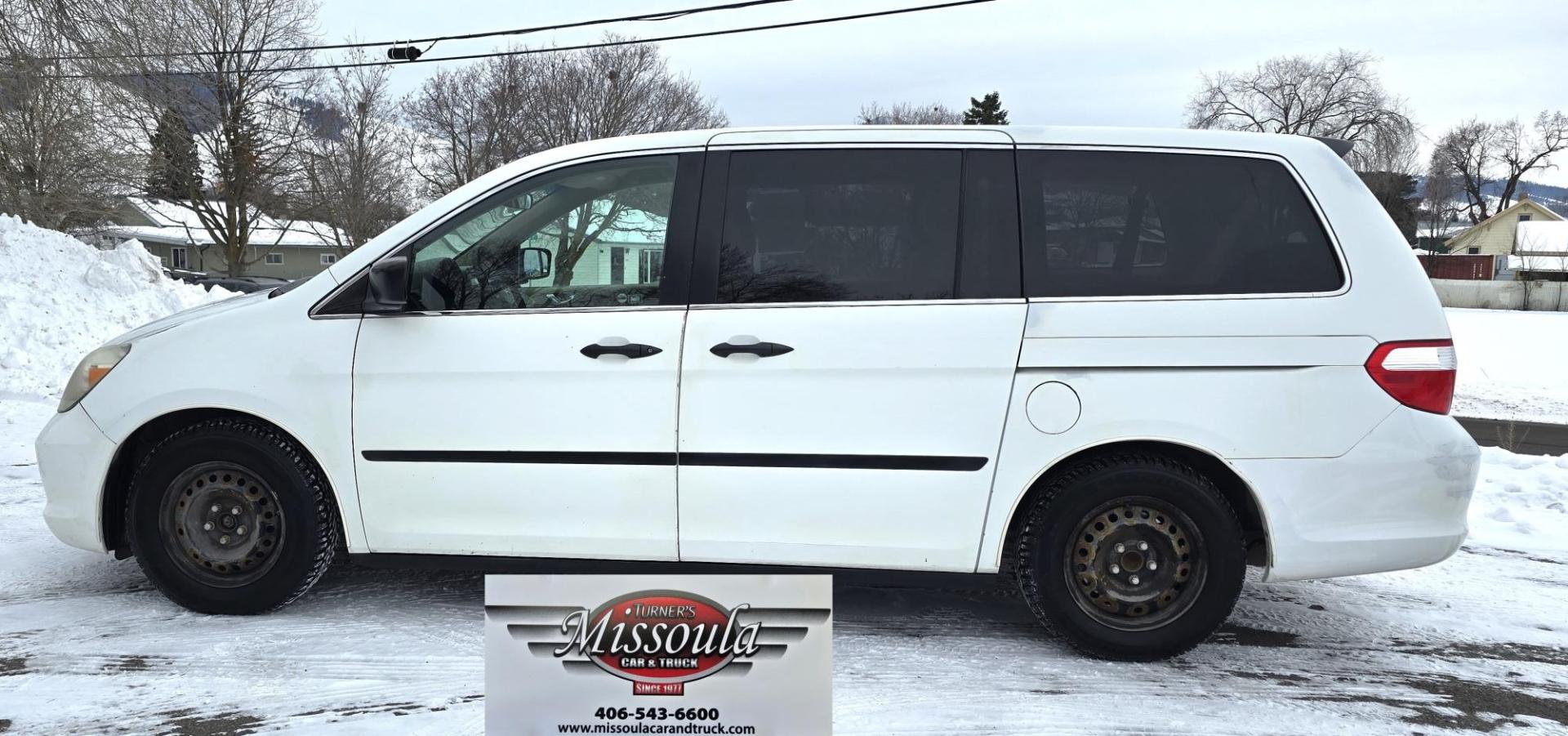 2007 White /Tan Honda Odyssey LX (5FNRL38247B) with an 3.5L V6 SOHC 24V engine, 5-Speed Automatic Overdrive transmission, located at 450 N Russell, Missoula, MT, 59801, (406) 543-6600, 46.874496, -114.017433 - Excellent Running Honda Minivan. FWD. 3.5L V6 Engine. 3rd Row Seating. Air. Cruise. Tilt. Power Windows and Locks. - Photo#0